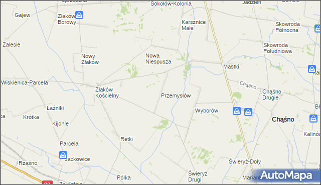 mapa Przemysłów gmina Chąśno, Przemysłów gmina Chąśno na mapie Targeo