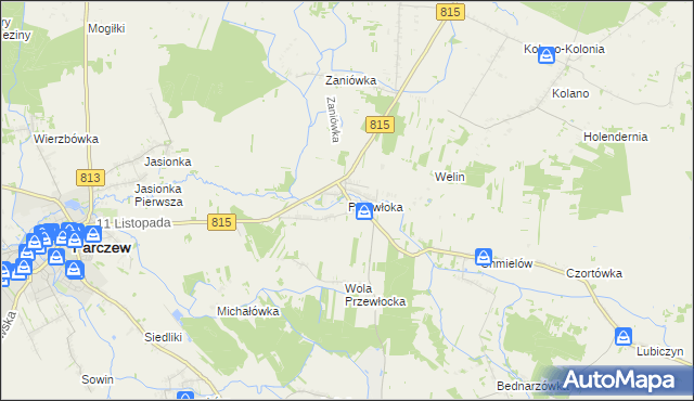 mapa Przewłoka gmina Parczew, Przewłoka gmina Parczew na mapie Targeo