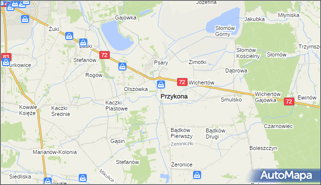 mapa Przykona, Przykona na mapie Targeo