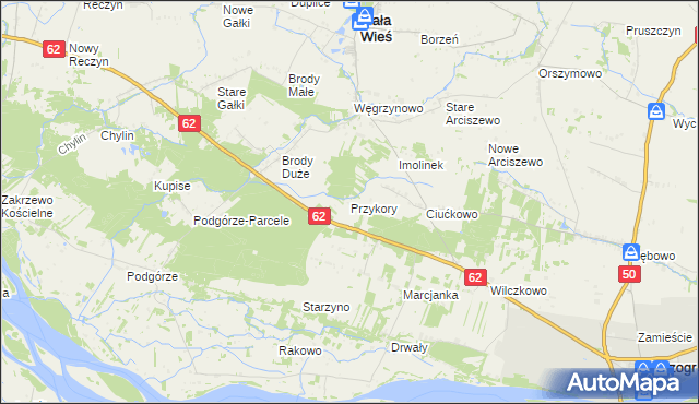 mapa Przykory gmina Mała Wieś, Przykory gmina Mała Wieś na mapie Targeo