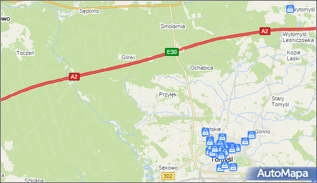 mapa Przyłęk gmina Nowy Tomyśl, Przyłęk gmina Nowy Tomyśl na mapie Targeo