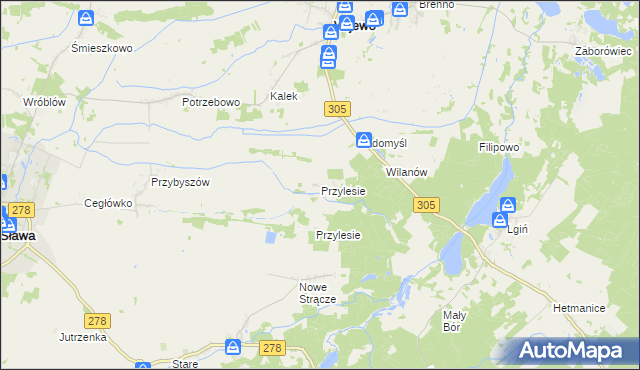 mapa Przylesie gmina Wijewo, Przylesie gmina Wijewo na mapie Targeo