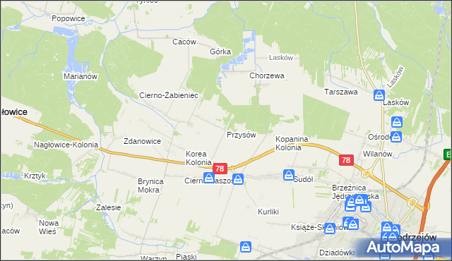 mapa Przysów, Przysów na mapie Targeo