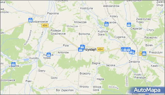 mapa Przystajń, Przystajń na mapie Targeo