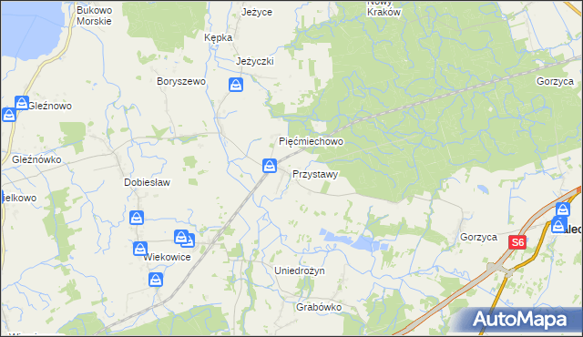 mapa Przystawy gmina Malechowo, Przystawy gmina Malechowo na mapie Targeo