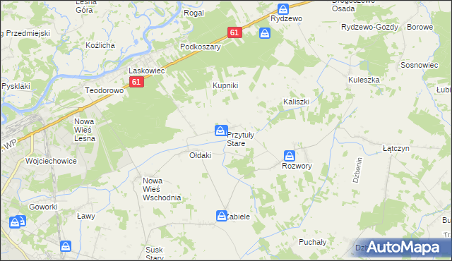 mapa Przytuły Stare, Przytuły Stare na mapie Targeo