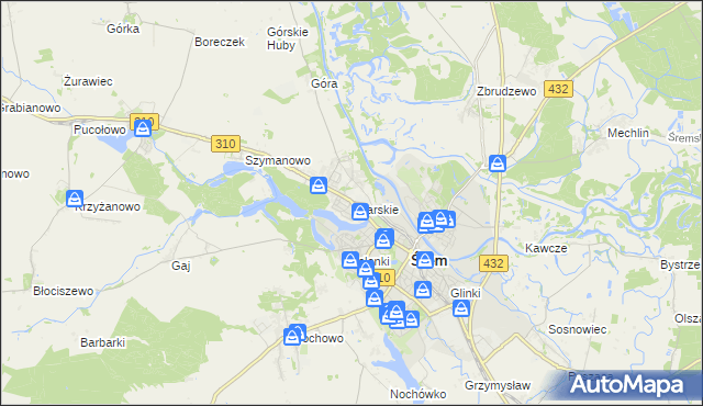 mapa Psarskie gmina Śrem, Psarskie gmina Śrem na mapie Targeo
