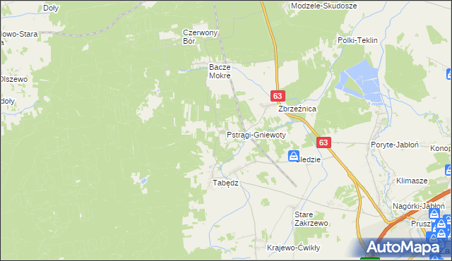 mapa Pstrągi-Gniewoty, Pstrągi-Gniewoty na mapie Targeo