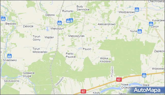 mapa Psucin, Psucin na mapie Targeo