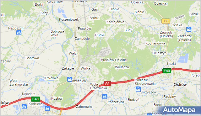 mapa Pustków-Osiedle, Pustków-Osiedle na mapie Targeo