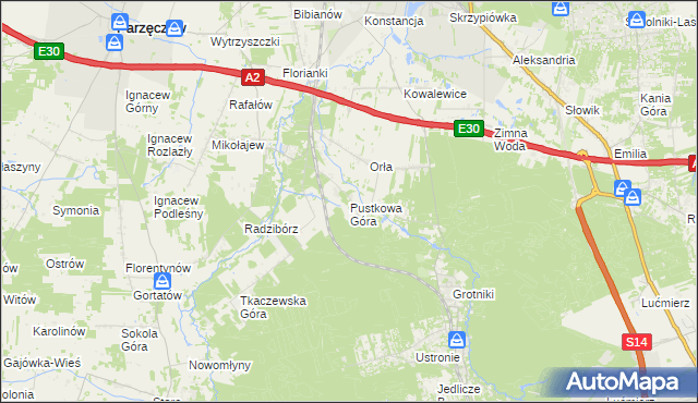mapa Pustkowa Góra, Pustkowa Góra na mapie Targeo