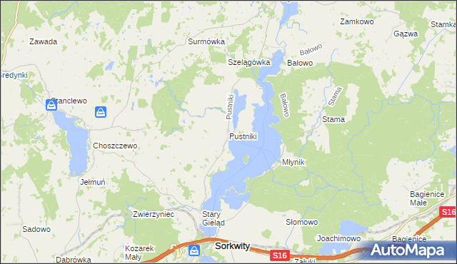 mapa Pustniki, Pustniki na mapie Targeo
