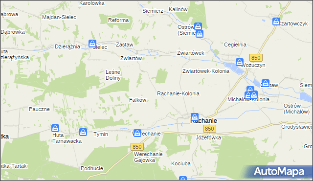mapa Rachanie-Kolonia, Rachanie-Kolonia na mapie Targeo