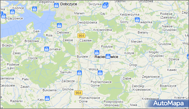 mapa Raciechowice, Raciechowice na mapie Targeo