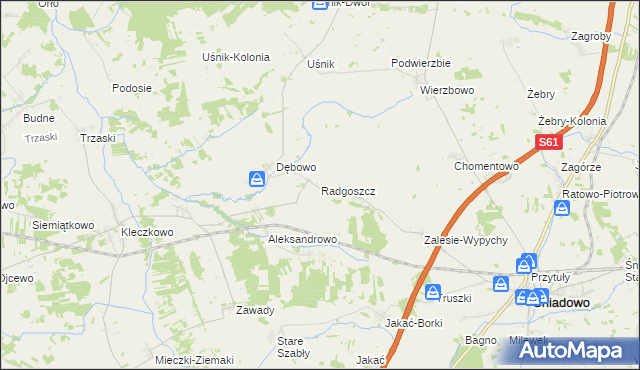 mapa Radgoszcz gmina Troszyn, Radgoszcz gmina Troszyn na mapie Targeo