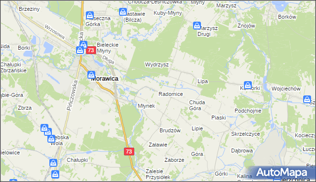 mapa Radomice gmina Morawica, Radomice gmina Morawica na mapie Targeo