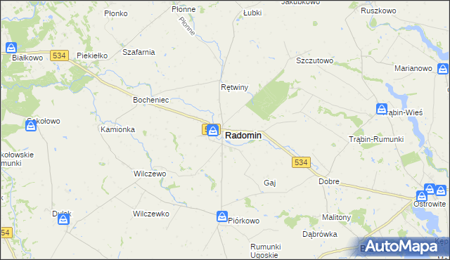 mapa Radomin powiat golubsko-dobrzyński, Radomin powiat golubsko-dobrzyński na mapie Targeo