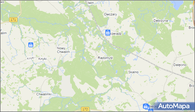 mapa Radomyśl gmina Grzmiąca, Radomyśl gmina Grzmiąca na mapie Targeo