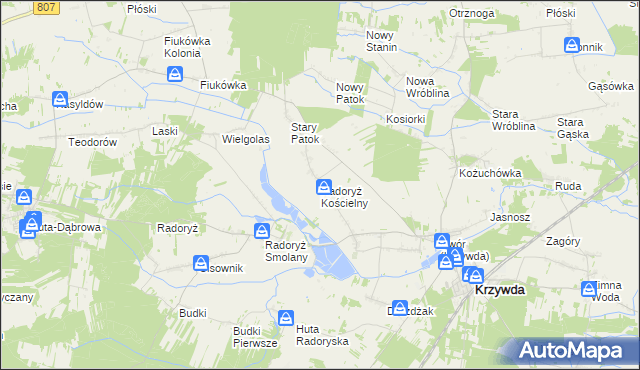 mapa Radoryż Kościelny, Radoryż Kościelny na mapie Targeo