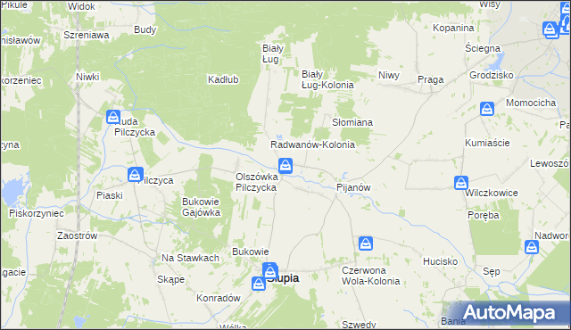 mapa Radwanów gmina Słupia Konecka, Radwanów gmina Słupia Konecka na mapie Targeo