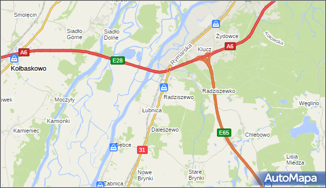 mapa Radziszewo gmina Gryfino, Radziszewo gmina Gryfino na mapie Targeo