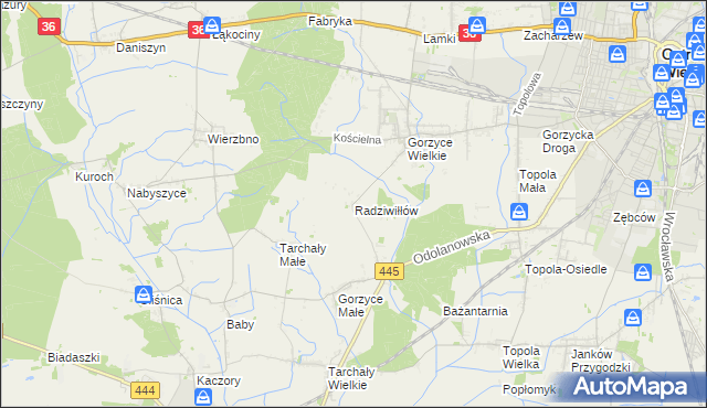 mapa Radziwiłłów gmina Ostrów Wielkopolski, Radziwiłłów gmina Ostrów Wielkopolski na mapie Targeo