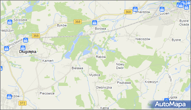 mapa Raków gmina Długołęka, Raków gmina Długołęka na mapie Targeo