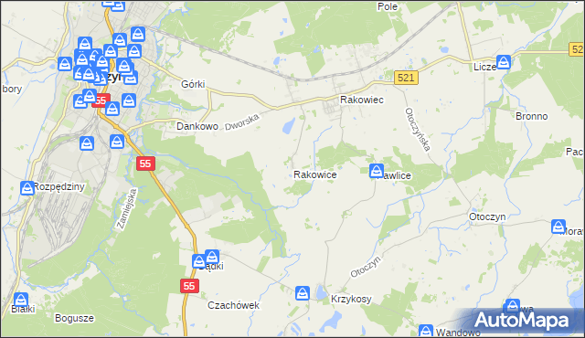 mapa Rakowice gmina Kwidzyn, Rakowice gmina Kwidzyn na mapie Targeo