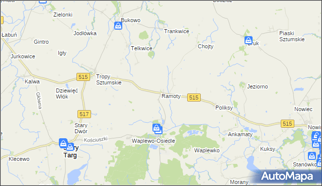 mapa Ramoty gmina Stary Targ, Ramoty gmina Stary Targ na mapie Targeo