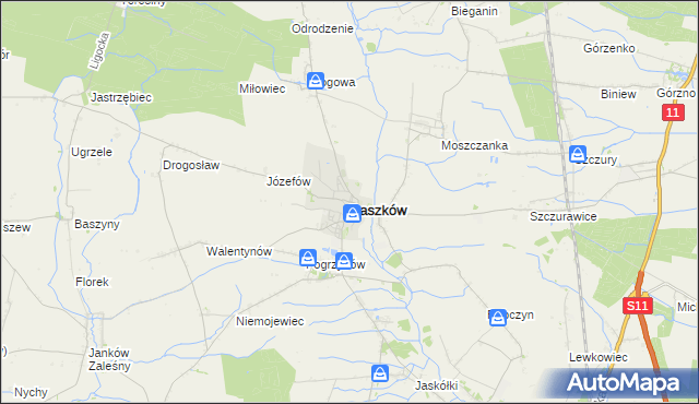 mapa Raszków powiat ostrowski, Raszków powiat ostrowski na mapie Targeo