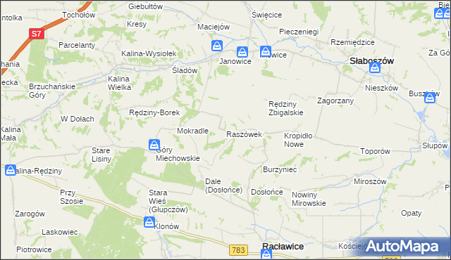 mapa Raszówek, Raszówek na mapie Targeo