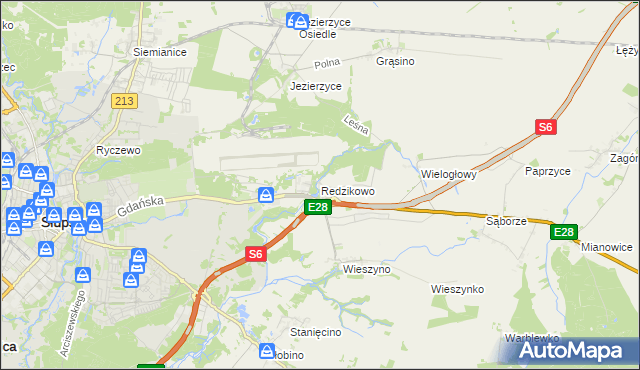 mapa Redzikowo, Redzikowo na mapie Targeo