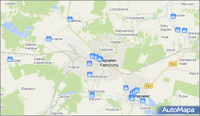 mapa Rejowiec Fabryczny, Rejowiec Fabryczny na mapie Targeo