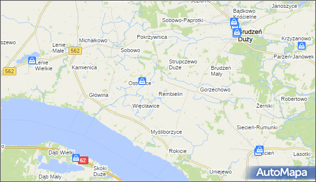 mapa Rembielin gmina Brudzeń Duży, Rembielin gmina Brudzeń Duży na mapie Targeo