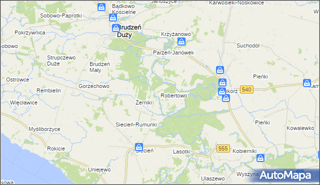 mapa Robertowo, Robertowo na mapie Targeo