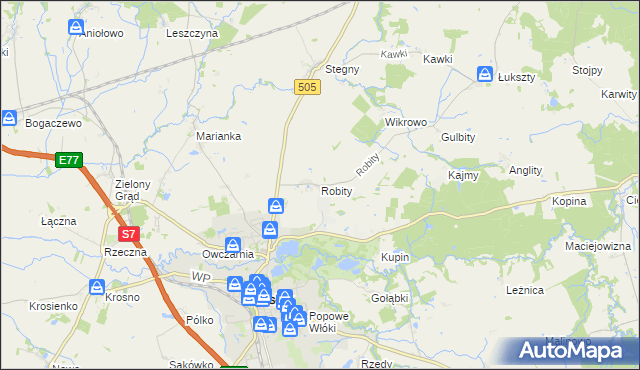 mapa Robity gmina Pasłęk, Robity gmina Pasłęk na mapie Targeo