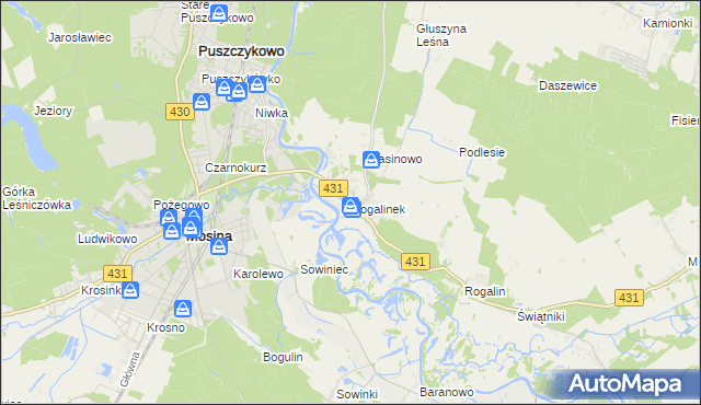 mapa Rogalinek, Rogalinek na mapie Targeo