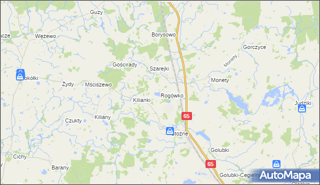 mapa Rogówko gmina Kowale Oleckie, Rogówko gmina Kowale Oleckie na mapie Targeo