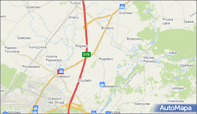 mapa Rogówko gmina Lubicz, Rogówko gmina Lubicz na mapie Targeo