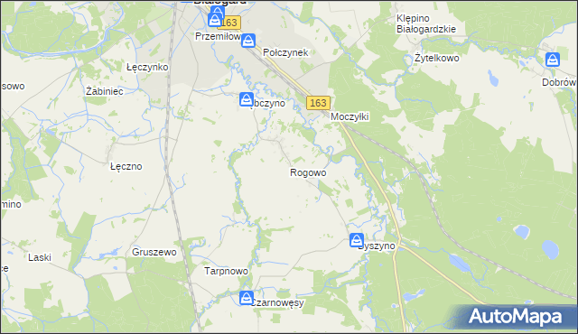 mapa Rogowo gmina Białogard, Rogowo gmina Białogard na mapie Targeo
