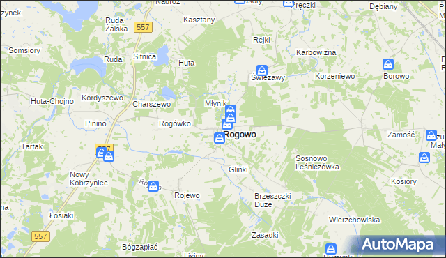 mapa Rogowo powiat rypiński, Rogowo powiat rypiński na mapie Targeo
