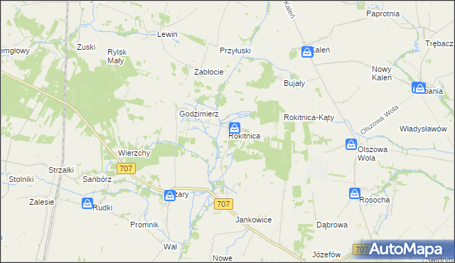 mapa Rokitnica gmina Nowe Miasto nad Pilicą, Rokitnica gmina Nowe Miasto nad Pilicą na mapie Targeo