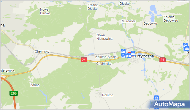 mapa Rokitno-Stacja, Rokitno-Stacja na mapie Targeo