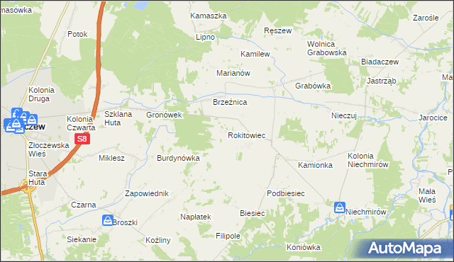 mapa Rokitowiec, Rokitowiec na mapie Targeo