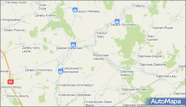 mapa Rosochate Nartołty, Rosochate Nartołty na mapie Targeo