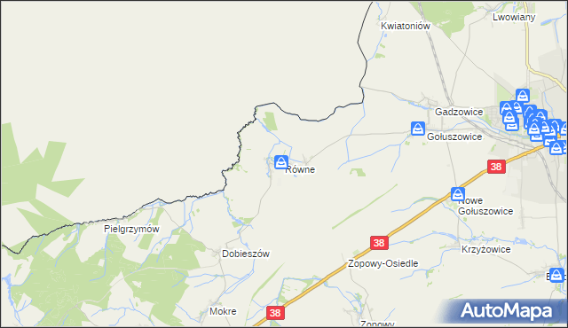 mapa Równe gmina Głubczyce, Równe gmina Głubczyce na mapie Targeo