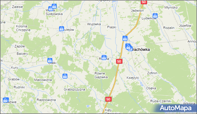 mapa Równe gmina Strachówka, Równe gmina Strachówka na mapie Targeo