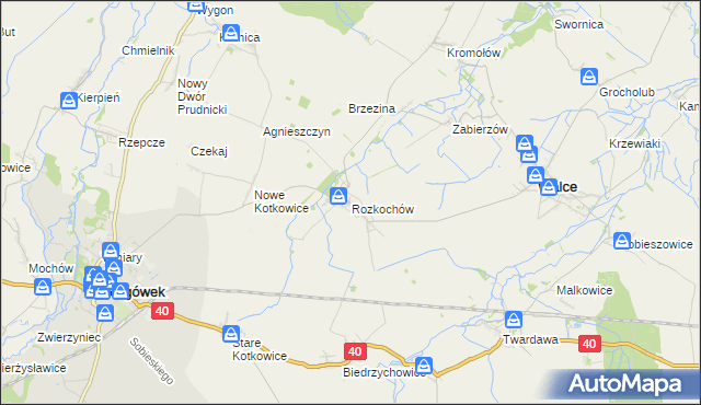 mapa Rozkochów gmina Walce, Rozkochów gmina Walce na mapie Targeo