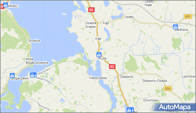 mapa Ruda gmina Miłki, Ruda gmina Miłki na mapie Targeo