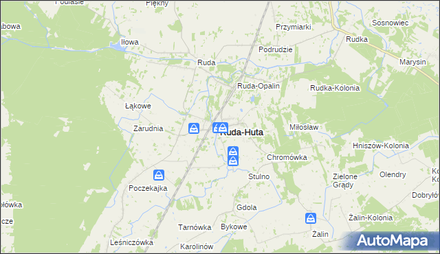mapa Ruda-Huta, Ruda-Huta na mapie Targeo